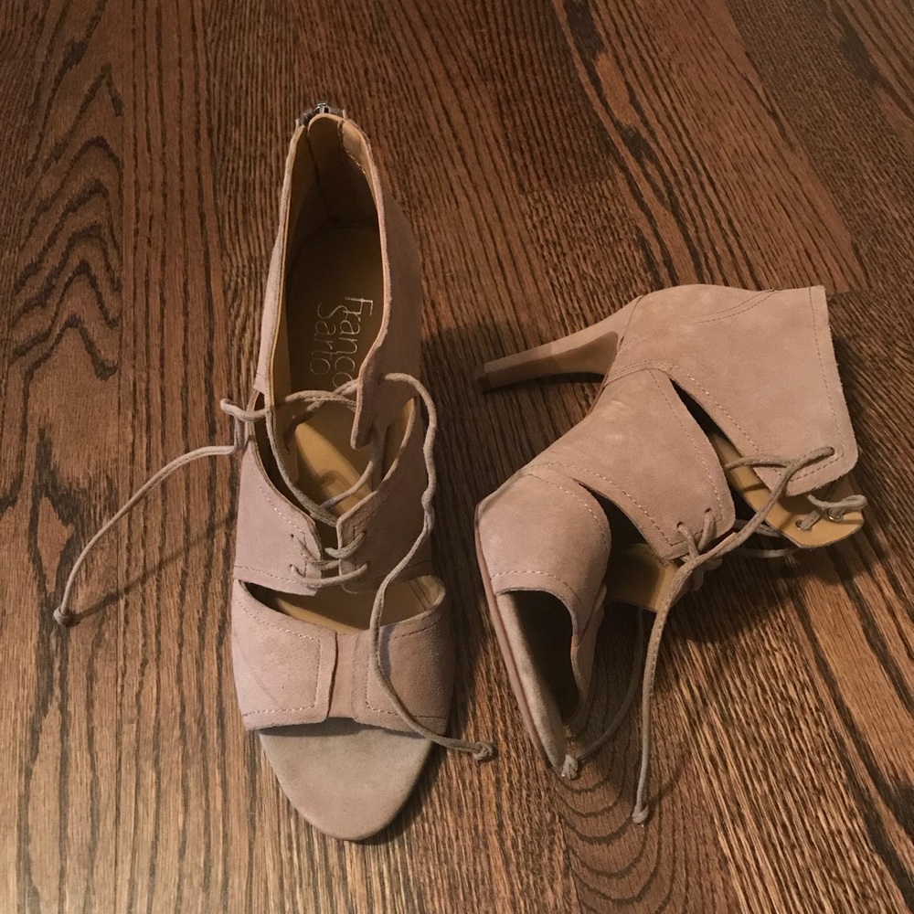 Franco Sarto Suede Nude Lace Up Heels
